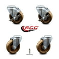 thumbnail image 2 of 4 Inch High Temp Phenolic Wheel Swivel Bolt Hole Caster Set with 2 Brake SCC, 2 of 2