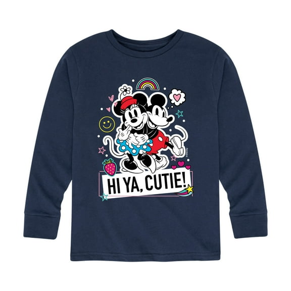 Mickey & Friends - Mickey Minnie Hi Ya Cutie - Toddler And Youth Long Sleeve Graphic T-Shirt