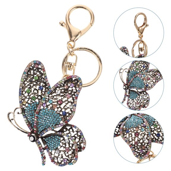 WASHWEPE 1Set Keychain Pendant Highlight Keys Multi Color Alloy for Women Birthday present 3.34X2.36X0.39in
