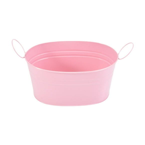Ximing Metal Planter with Handles Floral Arrangement Bucket Tubs Beach Toy Beach Sand Pail Portable Montessori Toy Flower Pot Holder Pink