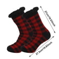 thumbnail image 3 of Yuanlong Womens Mid-Calf Socks Red & Black Plaid Fuzzy Crew Socks Cozy Soft Stretchy Winter Home Wear Thermal Socks, 3 of 3