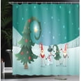 thumbnail image 4 of Ambesonne Elf Shower Curtain, Friendly Gnomes Winter Scene, 69"Wx70"L, Teal and Multicolor, 4 of 5