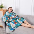 thumbnail image 5 of Oversized Wearable Blanket Hoodie,Dog with Pioneer Flower Sherpa Blanket Hoodie with Super Pockets,Super Warm Fuzzy Pullover for Women & Men, 5 of 6