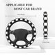 thumbnail image 3 of Balery Black and White Checkerboard Fundas elásticas antideslizantes para volante, funda protectora universal para hombre y mujer, 15 pulgadas, accesorios para coche., 3 of 6