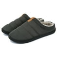thumbnail image 2 of Mens Slippers Memory Foam Comfort Fuzzy Plush Lining Slip On House Shoes Indoor Outdoor Gray, Size 8-8.5, 2 of 8