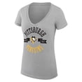 thumbnail image 2 of Women's G-III 4Her by Carl Banks Heather Gray Pittsburgh Penguins City Graphic V-Neck Fitted T-Shirt, 2 of 3