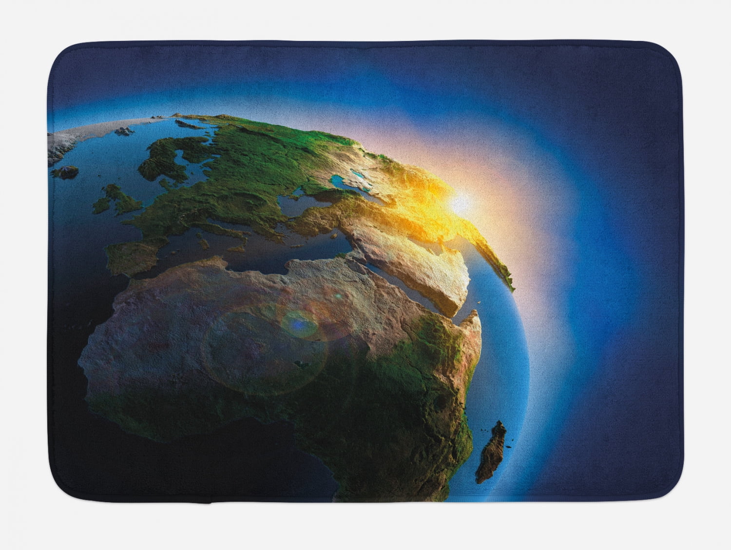 Earth Bath Mat, Early Morning Rising Sun Scenery in Outer Space Day's ...