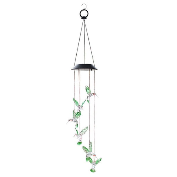 Luces Solares para Exteriores con Forma de Colibrí, Luces de Carillón de Viento Solares, Regalos Colgantes para Mamá y Abuela, Color Verde
