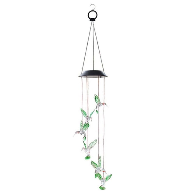 Luces Solares para Exteriores con Forma de Colibrí, Luces de Carillón de Viento Solares, Regalos Colgantes para Mamá y Abuela, Color Verde