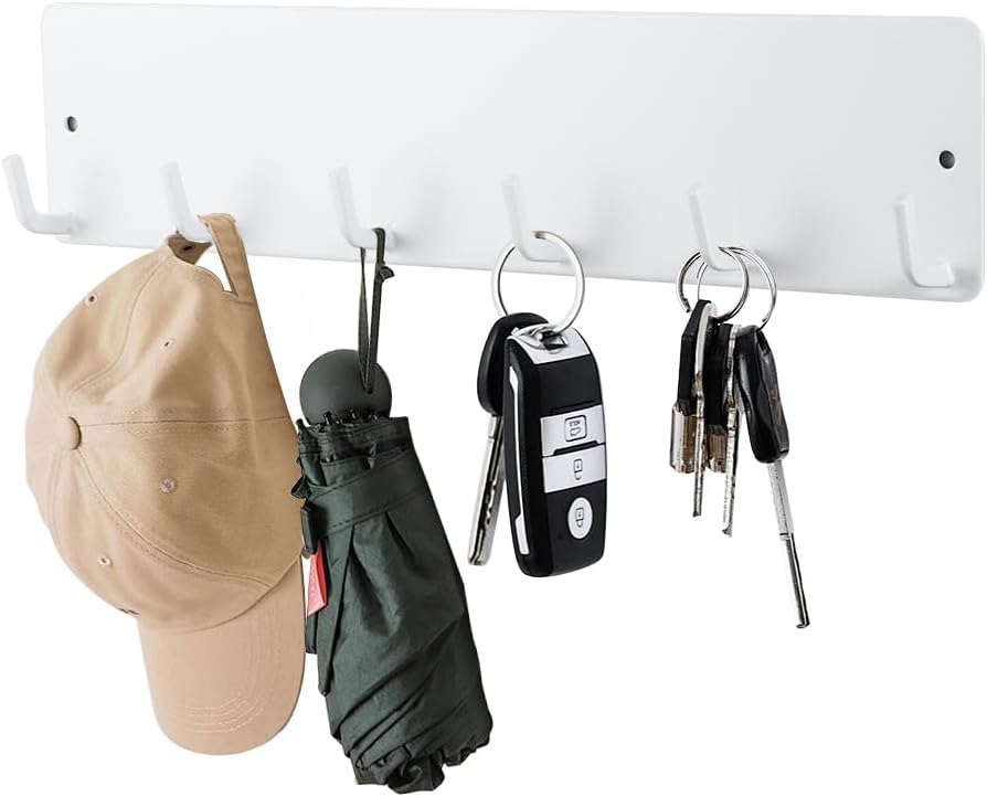 FEFEFW-Magnetic Key Holder for Metal Front Door Towel Hook Brush Organizer for Laundry Room on Dryer Washer Hat Hanger for Entryway for Festival Holiday Decorations (White Shiny)