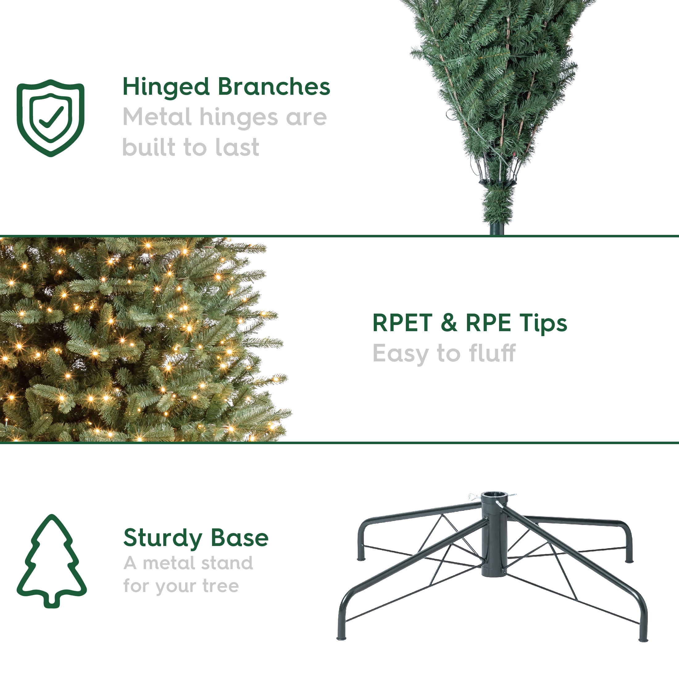12' Birchwood Fir Prelit Green Artificial Christmas Tree with Warm White Twinkle LED Lights and Quick Set, by Holiday Time