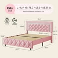thumbnail image 6 of 4 EVER WINNER Full Size Upholstered Bed with Diamond Headboard and Footboard, Pink, 6 of 6