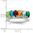 thumbnail image 4 of Sterling Silver Rhodium-Plated Synthetic 6 Stone Mother's Ring (Size 7) Made In United States xmr2/6ss, 4 of 5