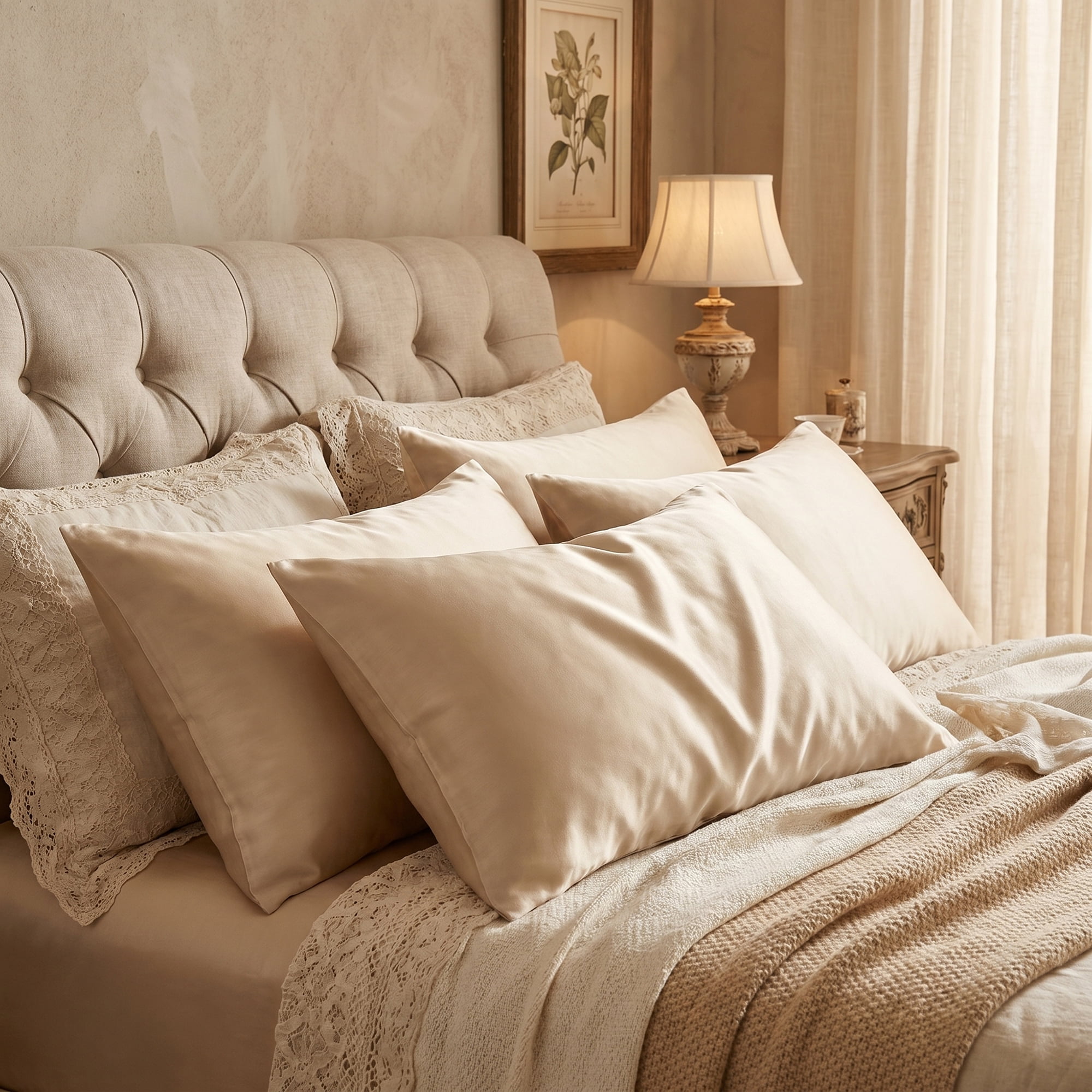 Unique Bargains Smooth and Cool Envelope-style Closure Durable Bedding Pillowcases Beige