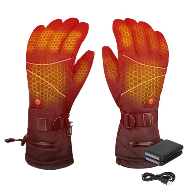 Guantes de calefacción cálidos de invierno gruesos a prueba de viento impermeables 1 par de equipos deportivos al aire libre