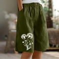 thumbnail image 2 of Lenpel Women's Bermuda Shorts Summer Casual Elastic High Waisted Printed Knee Length Shorts Wide Leg Beach Shorts with Pockets, 2 of 7