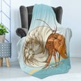 thumbnail image 4 of Hermit Crab Soft Flannel Fleece Throw Blanket, Doodle Style Coenobita Perlatus with Details, Cozy Plush for Indoor and Outdoor Use, 50" x 70", Blue Orange, by Ambesonne, 4 of 5