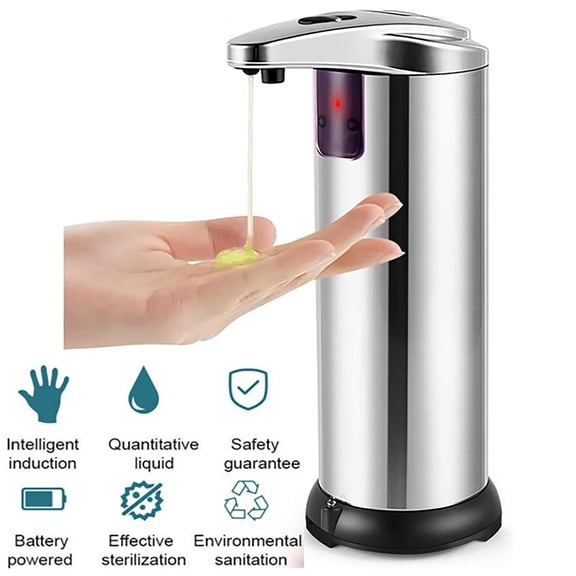 Homesteed Automatic Soap Dispenser Touchless Infrared Sensor Stainless Steel Liquid Hand Dish Soap Dispenser for Bathroom Kitchen Countertop Hands Free Electric Pump