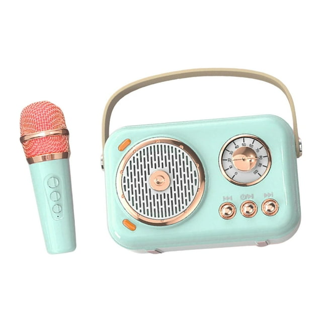 kusrkot Mini Speaker Practical Multipurpose Musical Toy with Microphone Karaoke Machine Green