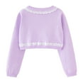 thumbnail image 5 of HAOTAGS Toddler Girls Cardigan Lace Trim Long Sleeve Button Tops Princess Sweater Purple Size 11 Years, 5 of 9