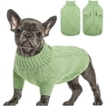 thumbnail image 2 of Queenmore Suéter para perro pequeño, ropa de punto para clima frío, cuello alto clásico, ropa gruesa y cálida para chihuahua, bulldog, perro salchicha, pug, yorkie (verde, mediano), 2 of 4