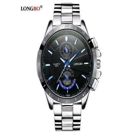 LONGBO Brand New Fashion Sports Wristwatch Luxury Quartz Watches Men Alloy Strap Watches Man Waterproof Military Watch