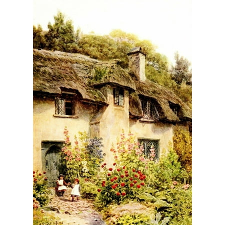 The Cottages & the Village Life of Rural England 1912 Cottage garden Selworthy Somerset Poster Print by  Alfred Quinton