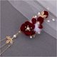 thumbnail image 3 of WEUVEB Plush Deep Red Flower Hair Barrette with Dangle Tassels for Elegant Daily Use, 3 of 6