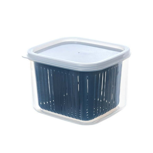 Naiovety Caja de mantenimiento fresco PP refrigerador jengibre ajo escurridor con tapa cuadrada filtro de conservación de frescura cesta cocina Organizadores de utensilios de cocina gris azul Naiovety HA070893-04
