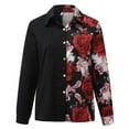 thumbnail image 7 of Babysbule Shirts for Women Long Sleeve Shirts For Women Button Down V-Neck Floral Graphic Contrast Color Novelty Fall Blouses, 7 of 7