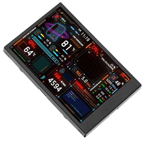 Moniteur informatique Temp, IPS Mini Affichage du double USB Résolution du port 320×480 360 Degrees Rotation Noir PC Affichage de température avec éditeur de thème visuel pour le jeu