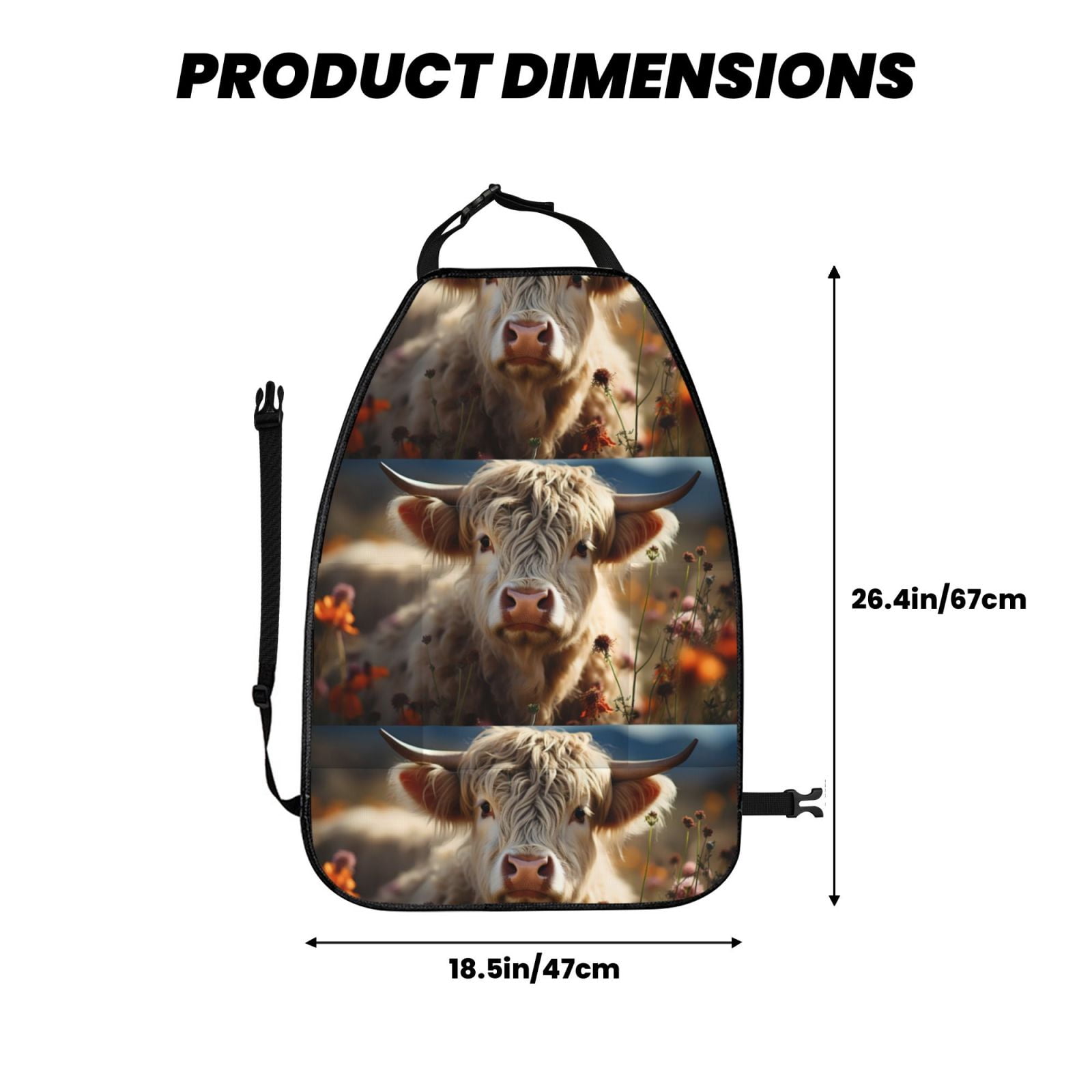 Xecao Adorable Flower Field Cow Pattern Car Seat Back Protector 2 Pack Large Capacity Pocket, Kick Mats Back Seat Protector