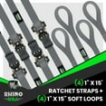 thumbnail image 5 of Rhino USA 1" x 15' Ratchet Strap Tie Down with Safety S Hooks- 1,823lb Break Strength - Gray 4 Pack, 5 of 8