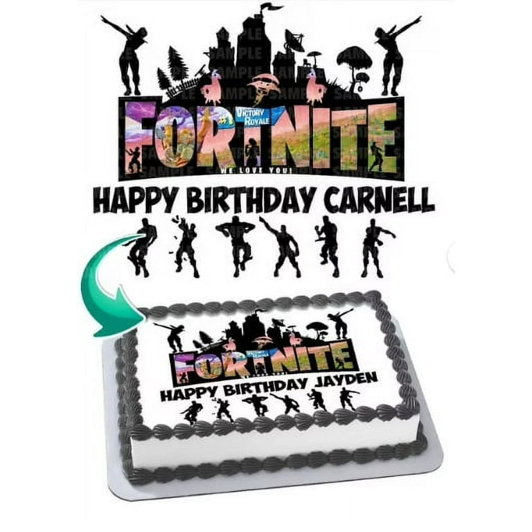 Fortnite Birthday Custom Themed Edible Cake Image Topper Personalized 1/4 Sheet (8 fortnite-birthday-custom-themed-edible-cake-image-topper-personalized-1-4-sheet-8-x10-5-walmart-com
