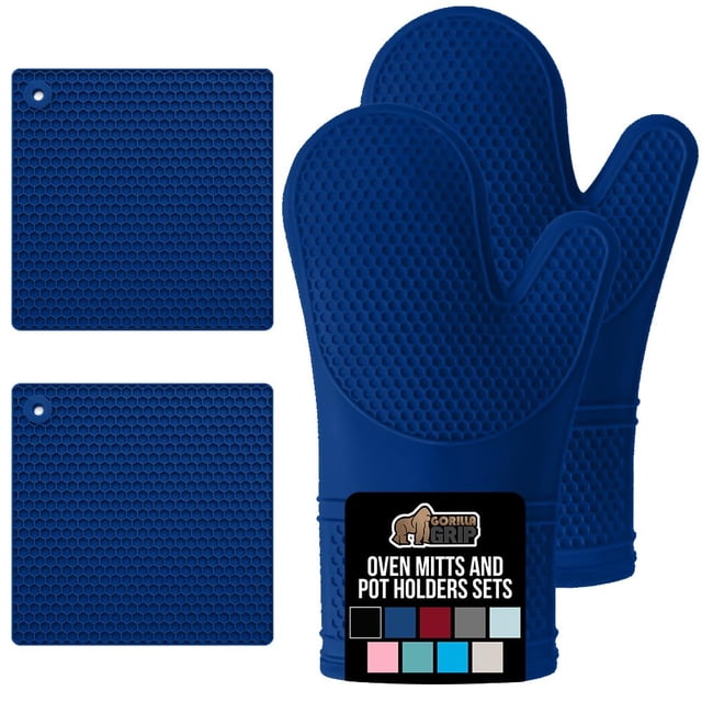 Set de Agarraderas GORILLA GRIP de Silicona para Horno 32 cm Azul