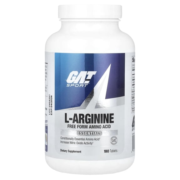 GAT Sport L-Arginine Tablets, Free Form Amino Acid, 180 Count