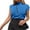 Blue, variant on Summer Womens Short Sleeve Sweater Mock Neck Casual Basic Knit Slim Fitted Pullover Tops