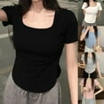 thumbnail image 3 of CENL U-Neck Hot Girl Top Slim Irregular Short-Sleeved T-Shirt Women Korean version, 3 of 9