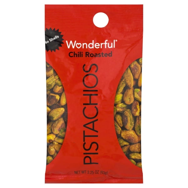 Wonderful Pistachios, No Shells, Chili Roasted, 2.25 Ounce Bag