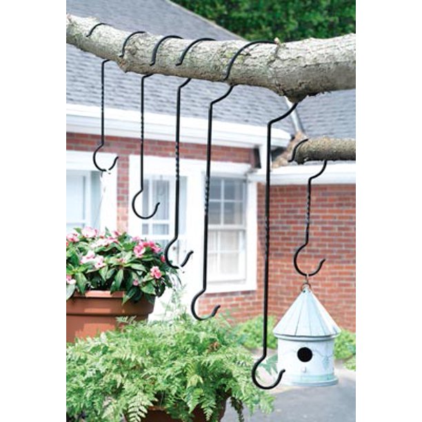 Outdoor Plant Hanging Hooks Set of 6 for Baskets, Bird Feeders