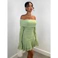 Off Shoulder Long Sleeve Bodycon Mini Dress with Flare Sleeves and ...
