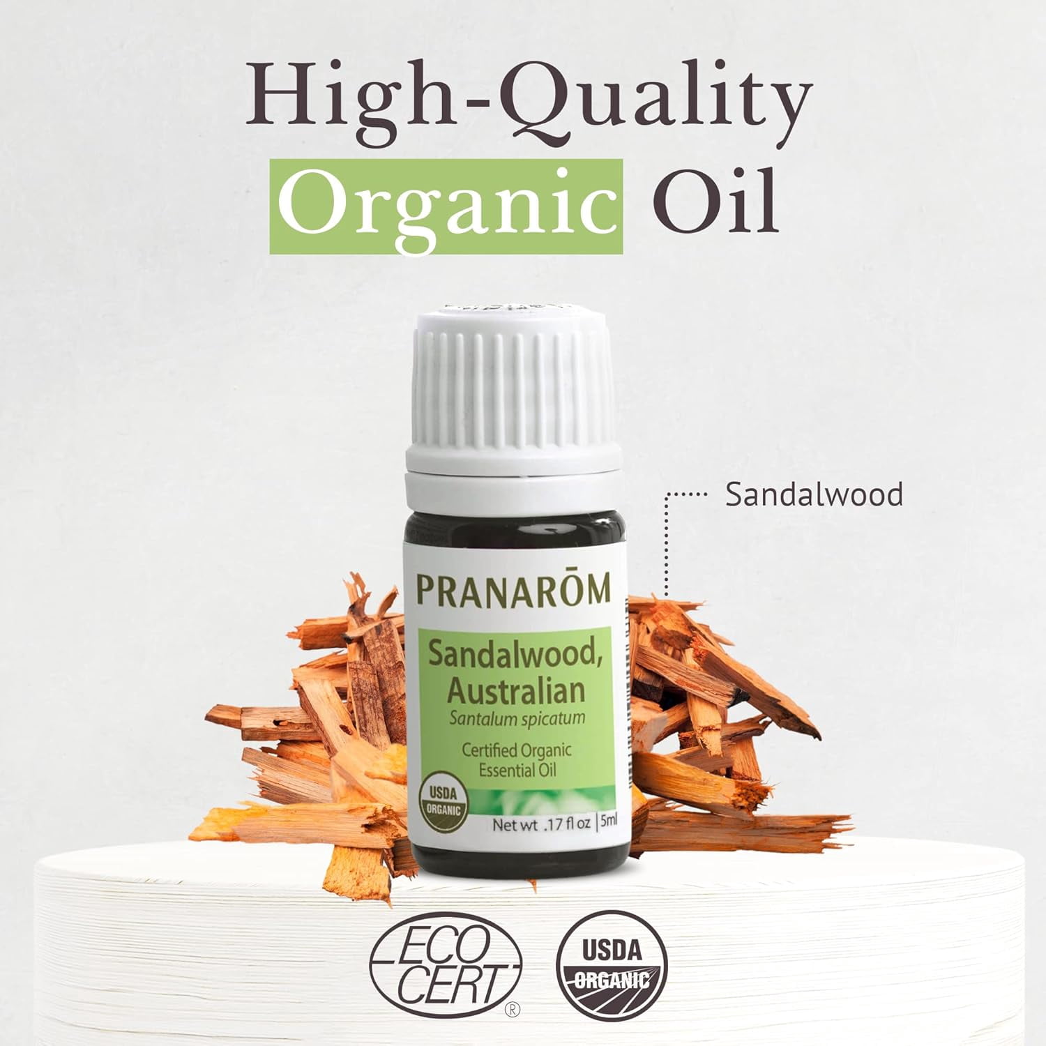 Pranarom Organic Australian Sandalwood Essential Oil, 5 mL