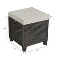 thumbnail image 2 of Gymax Ensemble de 2 Poufs Repose-Pieds en Rotin pour Patio Jardin Extérieur avec Coussin Brun, 2 of 10