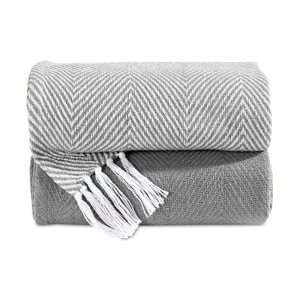 Handwoven Natural Cotton Throw Blankets (Set of 2) - 50''x60'' All Season