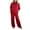 Red, variant on Women's Elegant Mock Neck Sweatshirt and Wide Leg Pants Set, Fall Winter Two Piece Outfit, Casual Lounge Set, Matching Sweatsuit, Athleisure Set Black L