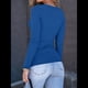 thumbnail image 5 of Camisas de Larga para Mujer, Blusas de Cuello Cuadrado, Blusas Básicas de Punto Acanalado, Conjuntos de Otoño, Ropa de Moda Azul Real XL, 5 of 8