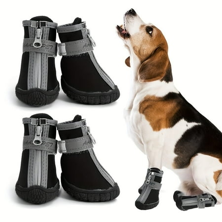 ENIYUU 4pcs Dog Shoes For Small Dogs Dog Boots & Paw Protector For Winter Snow Day Summer Hot Pavement Waterproof In Rain Weather Outdoor Hiking Indoor Pet Shoes