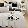 thumbnail image 2 of Cute Panda 100% Cotton Bedding Set Kawaii Embroidered Duvet Cover Bed Sheets Set Flat/Fitted Sheet Bed Linen Pillowcase for Kids, 2 of 7