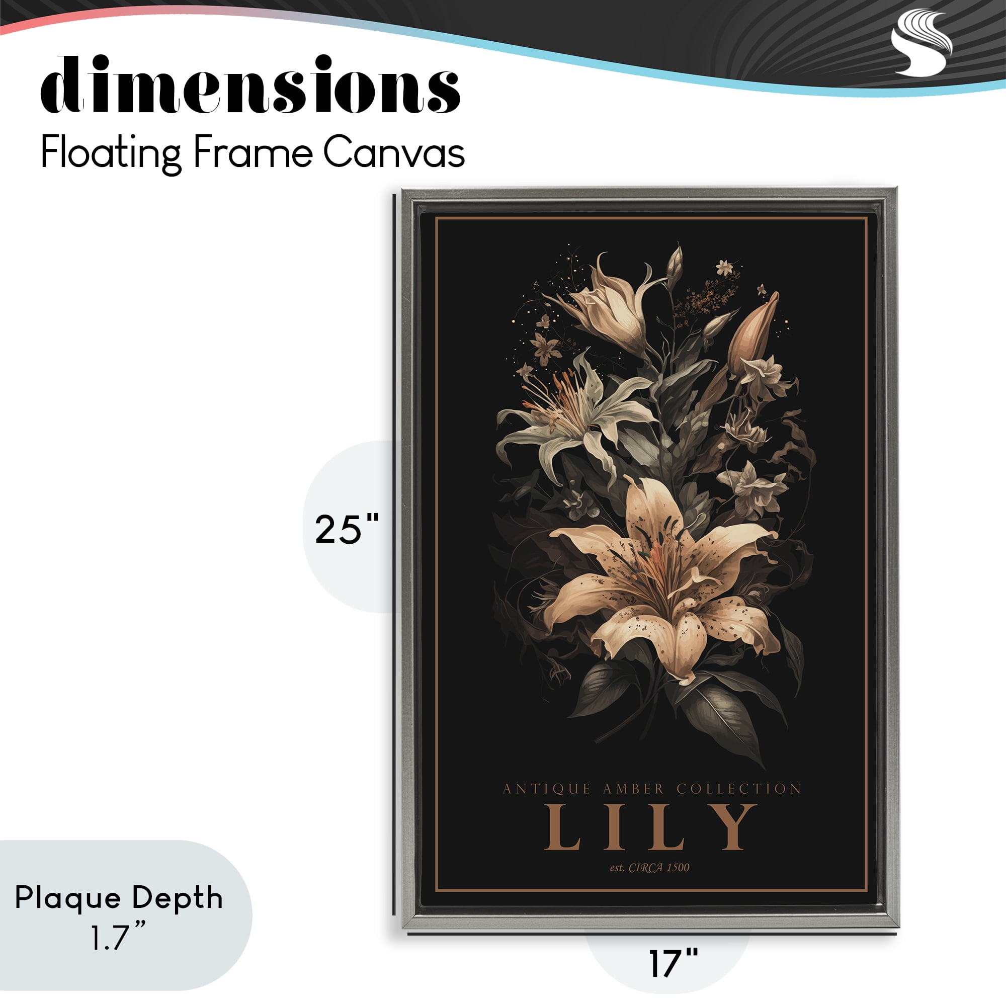Stupell Industries Antique Lily Light Gray Framed Floater Canvas Wall Art, design by Chris Giampietro