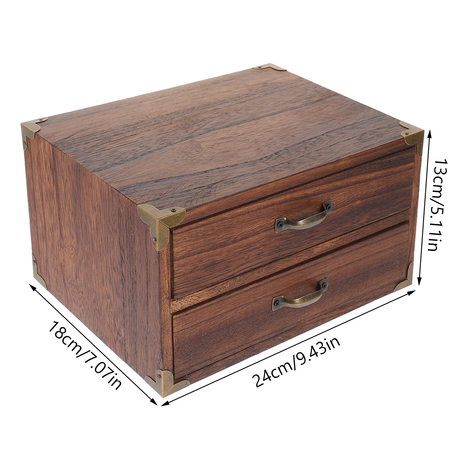 Desk Organizer with Drawers Wooden Storage Box Desktop Storage Home Storage Drawer Box (Two Drawers)
